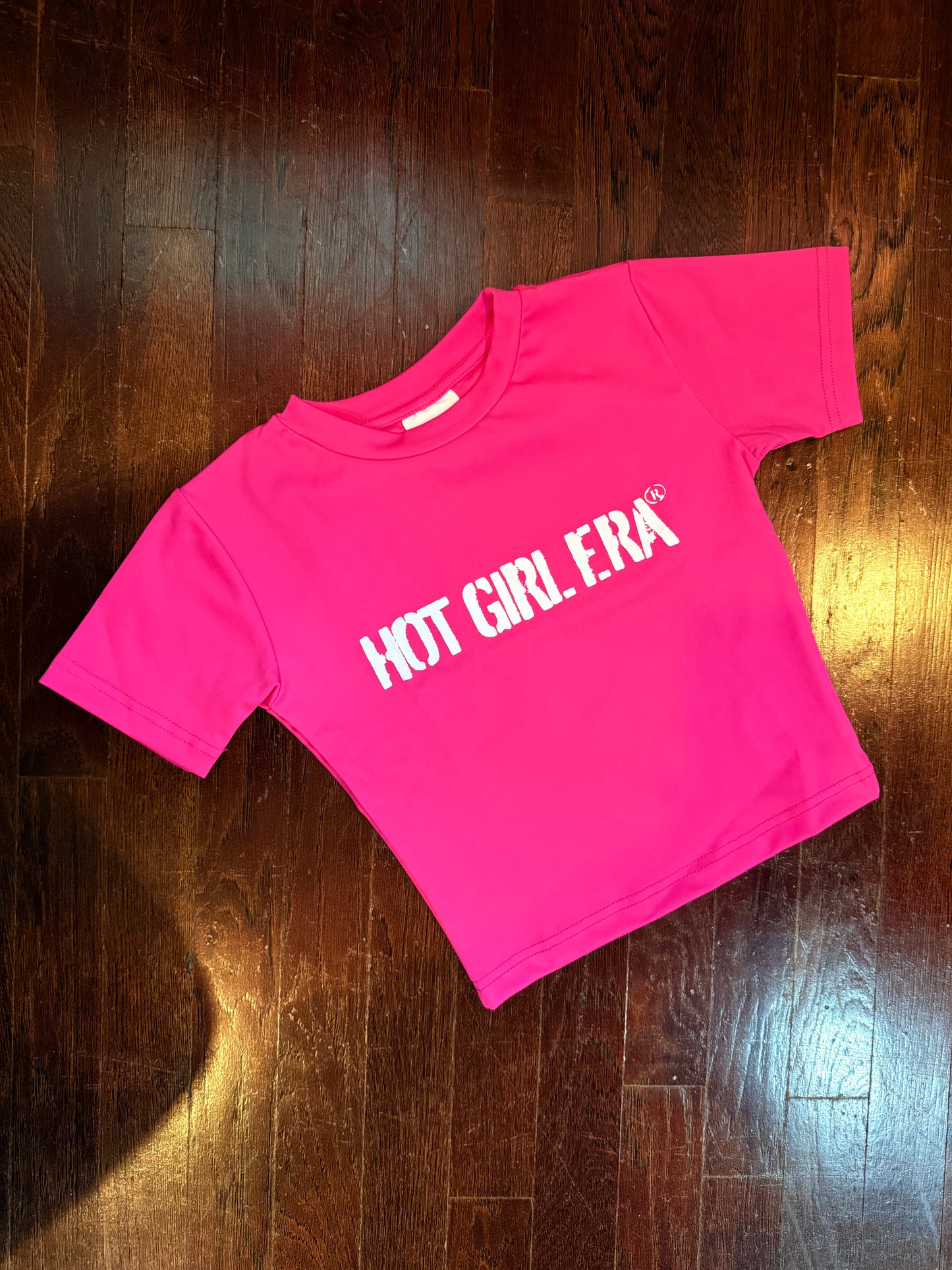 Pink "Hot Girl Era" Short Sleeve Crop Top