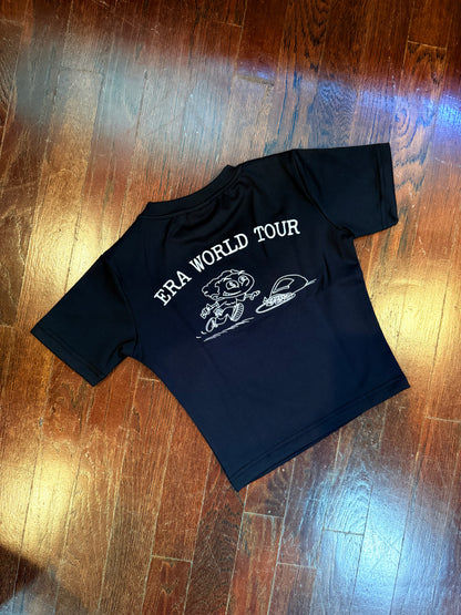 Black "Hot Girl Era" Short Sleeve Crop Top