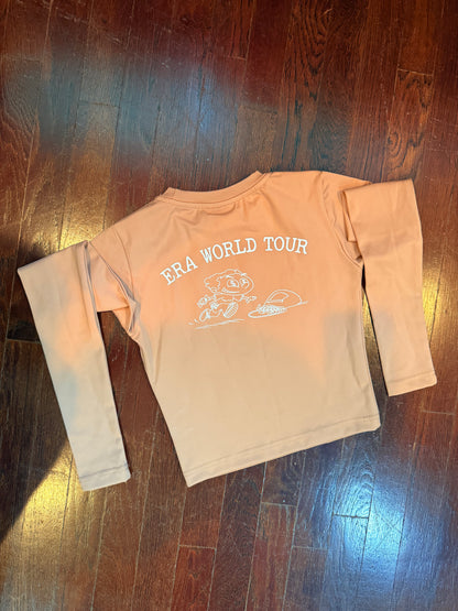 Light Brown "Hot Girl Era" Long Sleeve Crop Top